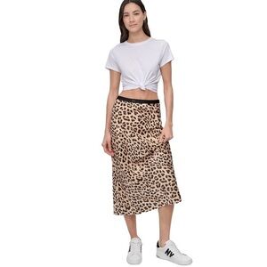 Dkny Jeans Women's Logo-Waistband Midi Slip Skirt Animal Print size S